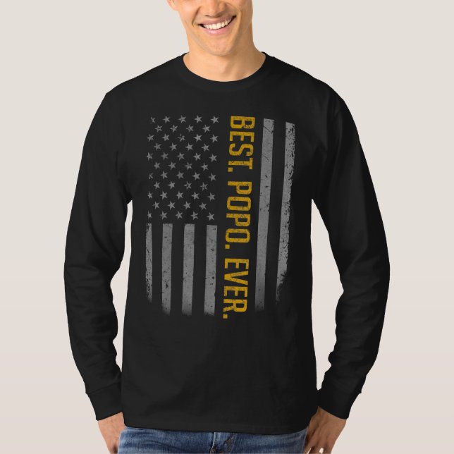 Mens Best Popo je amerikanische Flagge für Vater T-Shirt (Vorderseite)