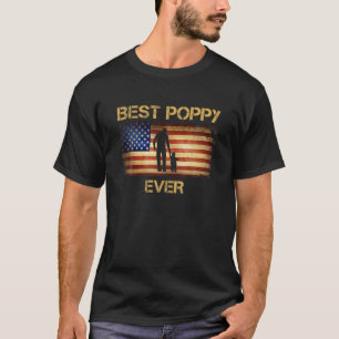 Mens Best Poppy je Vintag USA Flag Gra T-Shirt