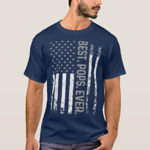 Mens Best Pops je Flag Vatertag American Pat T-Shirt