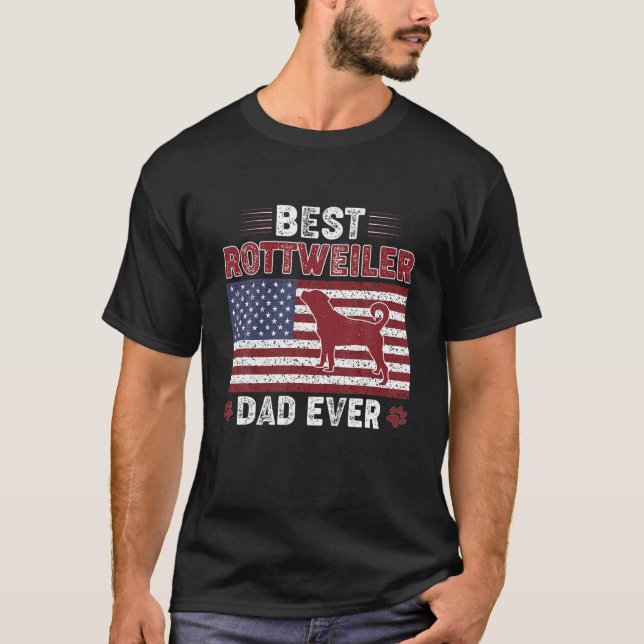 Mens Best Rottweiler Vater je amerikanische Flagge T-Shirt (Vorderseite)