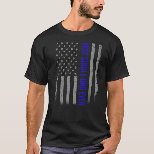 Mens Best Single Vater je amerikanische Flagge für T-Shirt (Vorderseite)