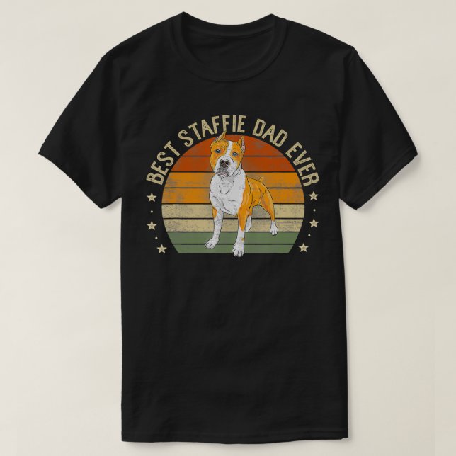 Mens Best Staffie Vater je Retro Staffordshire Bul T-Shirt (Design vorne)