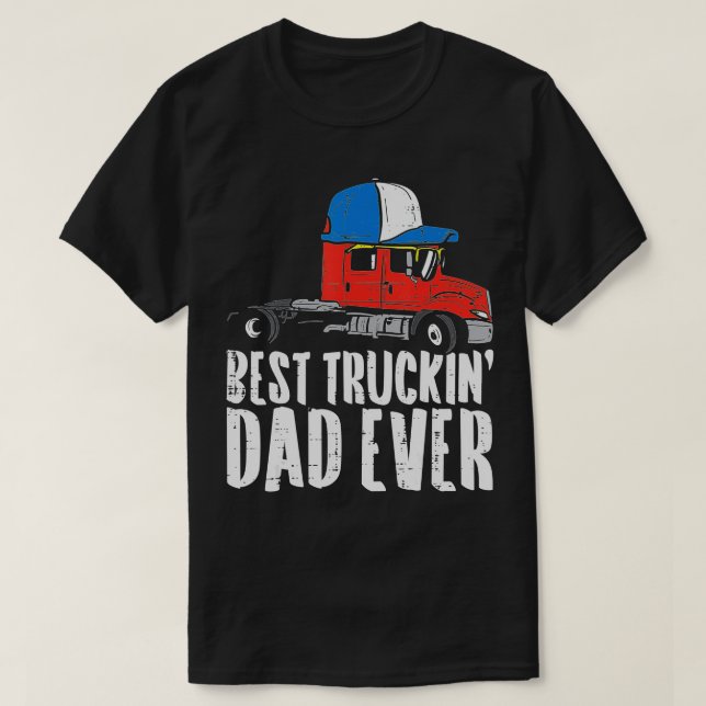 Mens Best Truckin Vater je Cap Semi Truck Driver T T-Shirt (Design vorne)