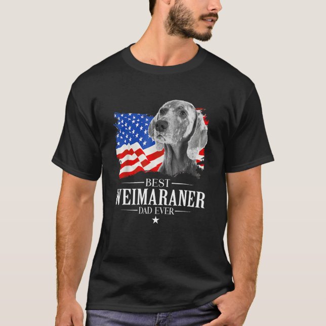 Mens Best Weimaraner Dad Ever American Flag Father T-Shirt (Vorderseite)