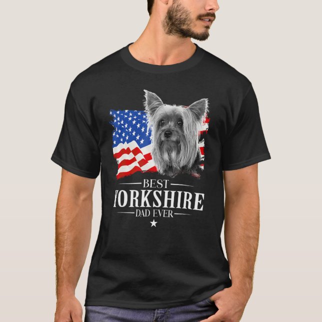 Mens Best Yorkshire Dad Ever American Flag Father  T-Shirt (Vorderseite)