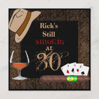 MENS Birthday Cigars, Poker FEDORA HAT INVITATIONE Einladung