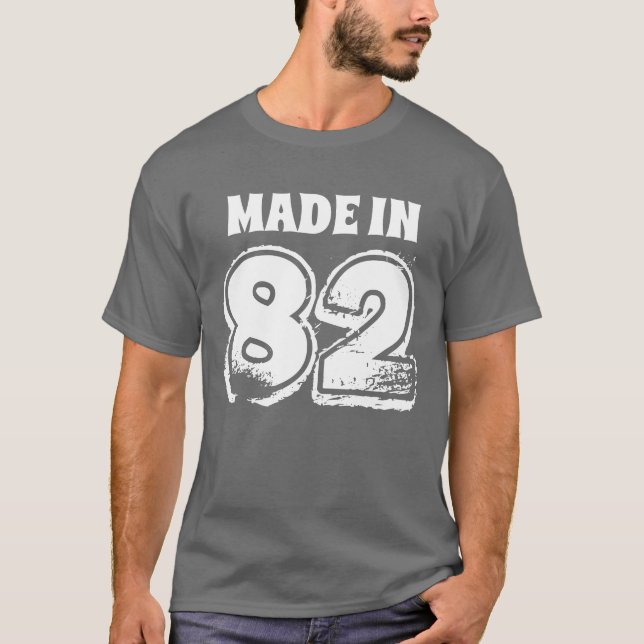 Mens Birthday Made in 82 Typografie Grau T-Shirt (Vorderseite)
