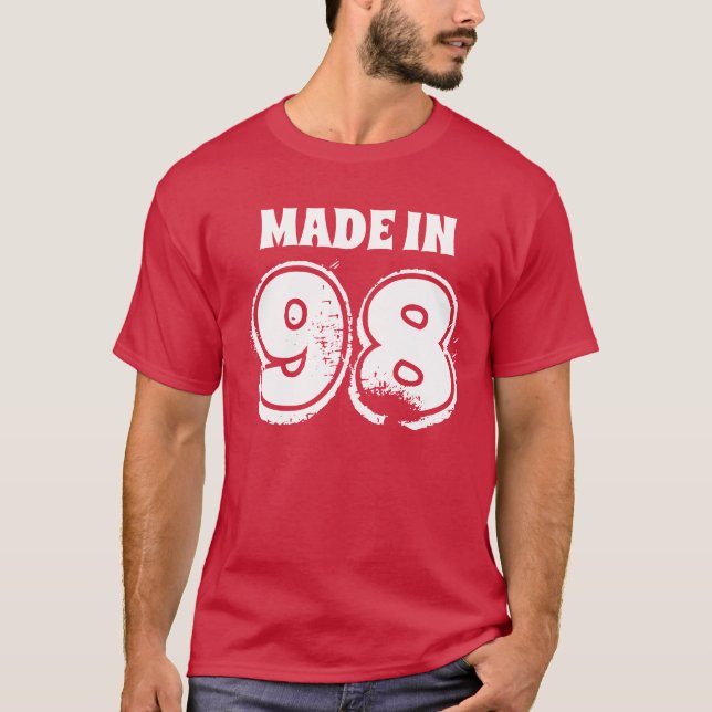 Mens Birthday Made in 98 Not Text Burgund T-Shirt (Vorderseite)