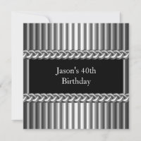 Mens Birthday Party Metal Chrome Black Silver 40.