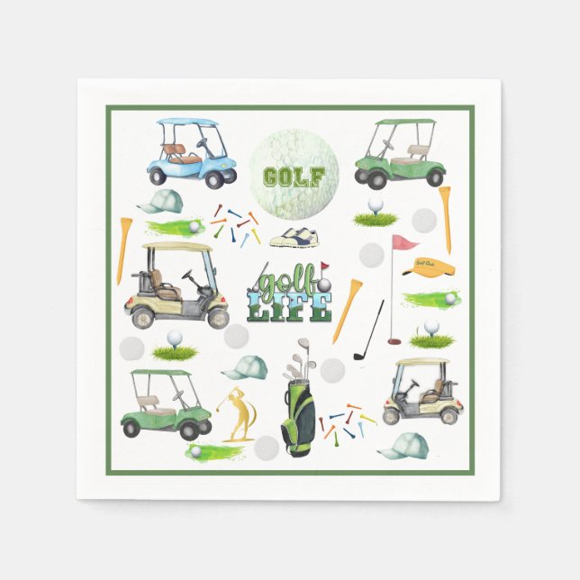 Men's Birthday Retirement Golf Theme Monogram Serviette (Vorderseite)