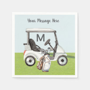 Men's Birthday Retirement Golf Theme Monogram Serviette