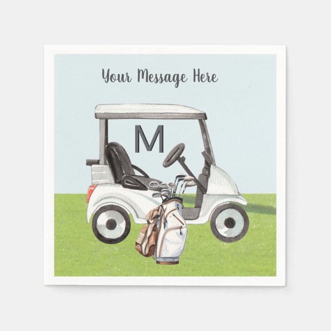 Men's Birthday Retirement Golf Theme Monogram Serviette (Vorderseite)