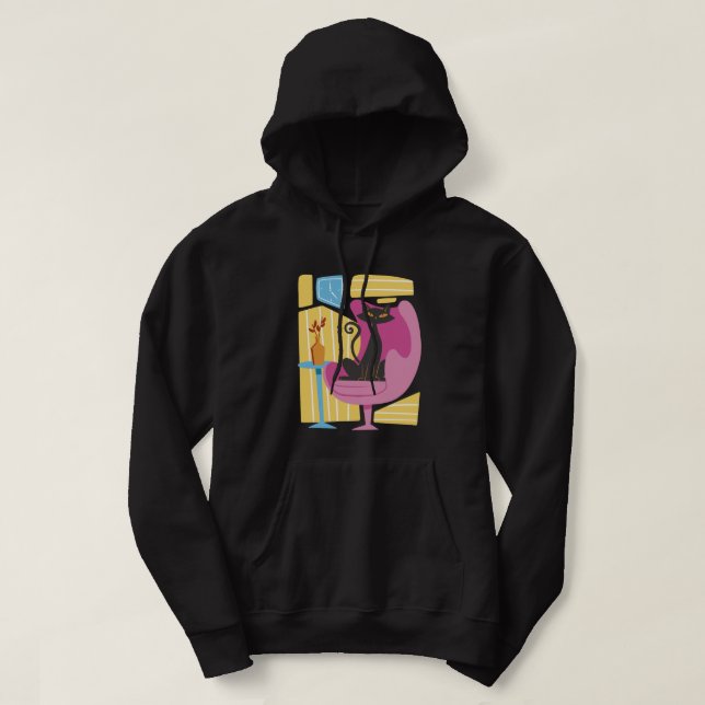 Men's Black Cat Abstract  Hoodie (Design vorne)