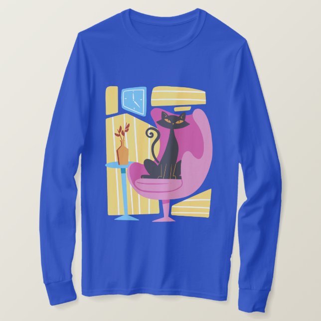 Men's Black Cat Abstract Long Sleeve  T-Shirt (Design vorne)
