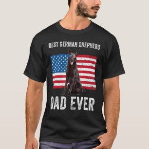 Mens Black German Shepherd Vater American Flag Dog T-Shirt