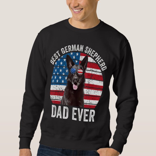 Mens Black German Shepherd Vater American Flag Gsd Sweatshirt (Vorderseite)