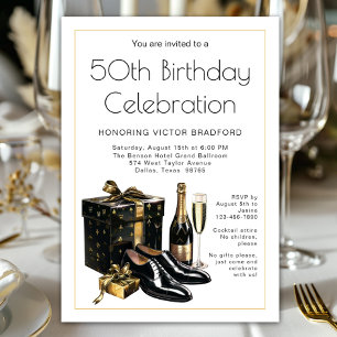 Mens Black Gold Formal Geburtstag Einladung