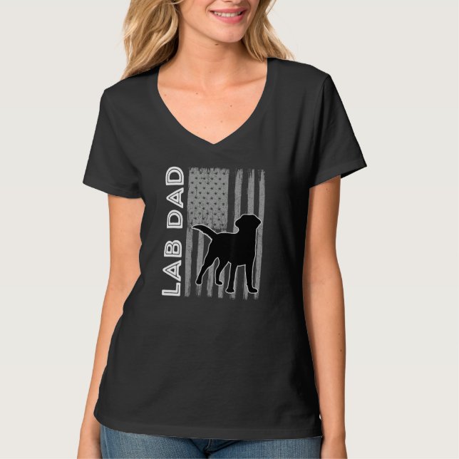 Mens Black Lab Dad 4th of July Labrador Retriever T-Shirt (Vorderseite)
