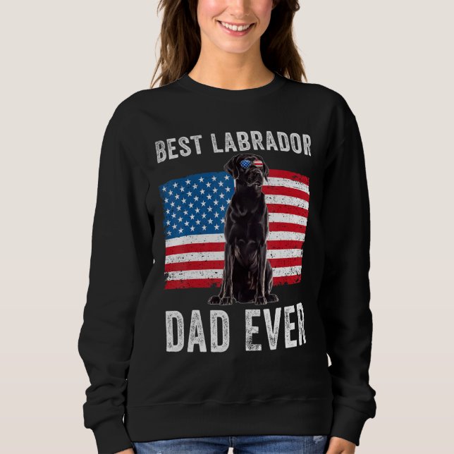 Mens Black Labrador Vater American Flag Downer B Sweatshirt (Vorderseite)