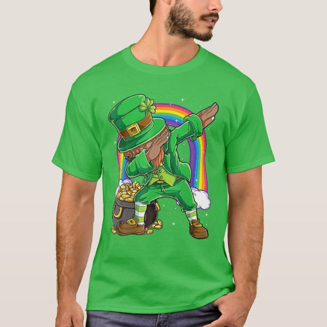 Mens Black Leprechaun Dabbing African American St T-Shirt (Vorderseite)