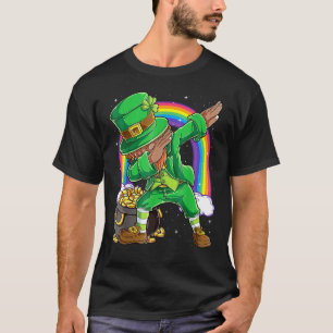 Mens Black Leprechaun Dabbing African American St T-Shirt