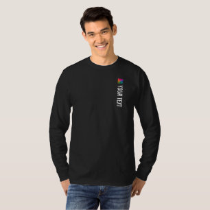 Mens Black Long Sleeve Tshirt drucken Bildtext hin