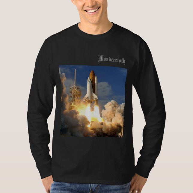 Mens Black Nasa T - Shirt mit beidseitiger Druckse (Vorderseite)