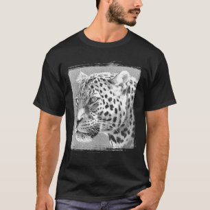 Mens Black T Shirt Leopard Head Modernes Elegantes