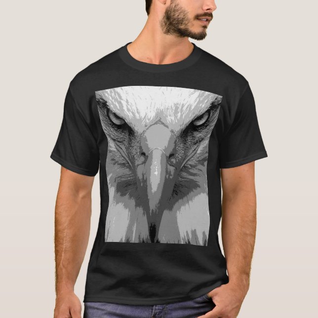 Mens Black Tee Shirts Animal Eagle Face Template (Vorderseite)