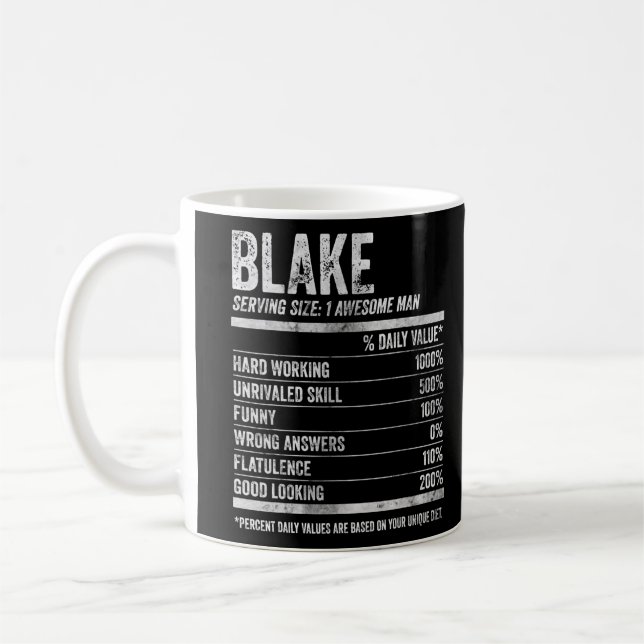 Mens Blake Nutrition Personalisiert Name Shirt Fun Kaffeetasse (Links)