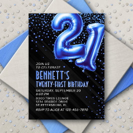 Mens Blue 21. Geburtstag Einladung