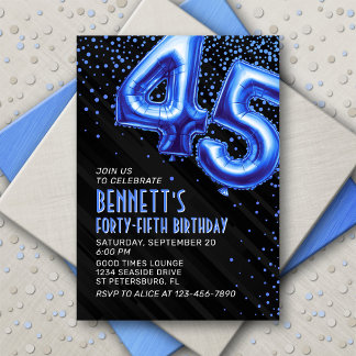 Mens Blue 45. Geburtstag Einladung