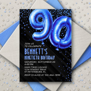 Mens Blue 90. Geburtstag Einladung