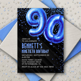 Mens Blue 90. Geburtstag Einladung