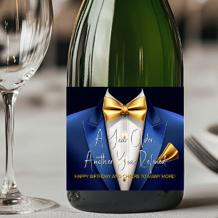 Mens Blue Gold Tuxedo Geburtstag Champagner-Label