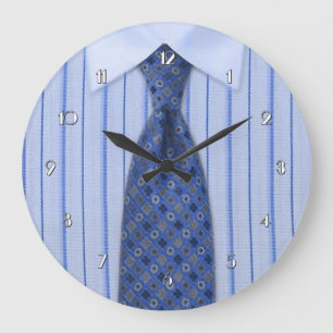 Mens Blue Shirt and Tie Novelty Wall Clock Große Wanduhr