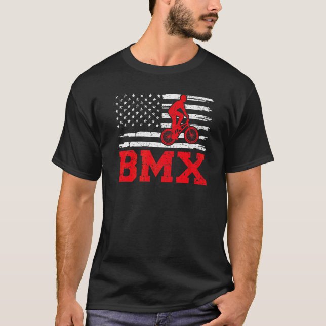 Mens Bmx Biking Retro Stil American Flag Flag Flag T-Shirt (Vorderseite)