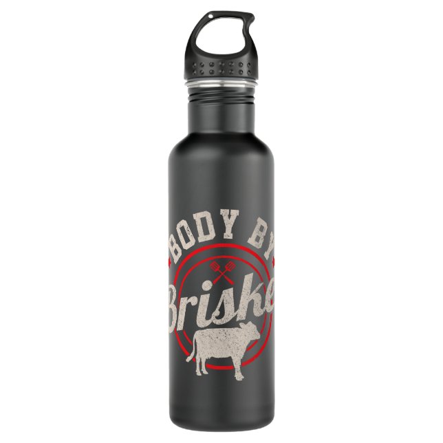 Mens Body by Brisket Funny Steak Lover Grilling BB Edelstahlflasche (Vorderseite)