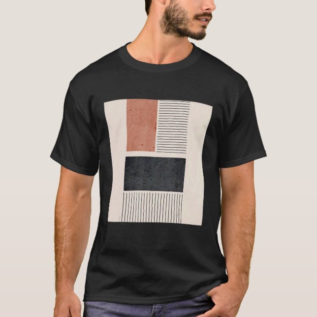 Mens Boho Abstract Shapes Mid Century Modern 2 T-Shirt (Vorderseite)