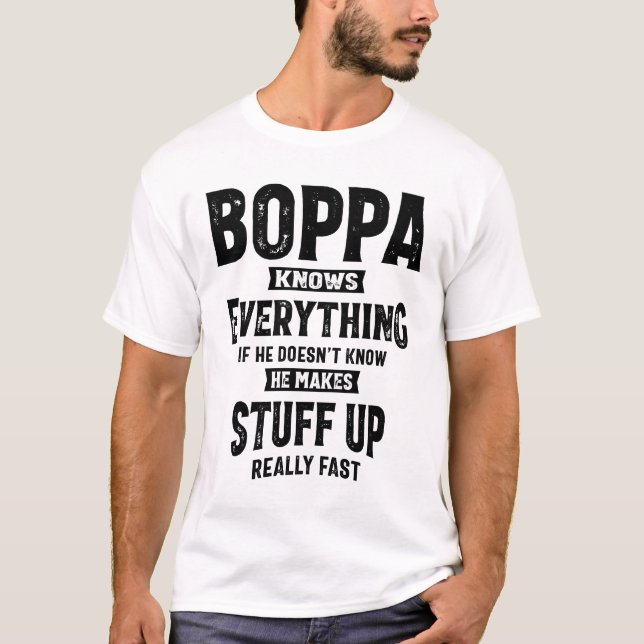 Mens Boppa weiß alles Funny Boppa Opa Opa T-Shirt (Vorderseite)