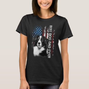 Mens Border collie Vater Vintag American Flag Faa T-Shirt