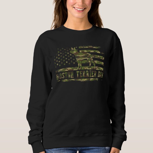 Mens Boston Terrier Vater Camouflage American Flag Sweatshirt (Vorderseite)