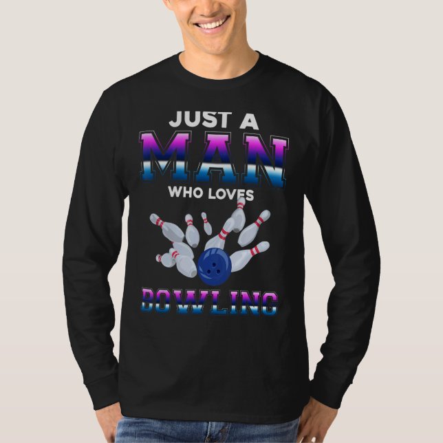 Mens Bowler Men Bowling Bowling Ball Button Bo T-Shirt (Vorderseite)