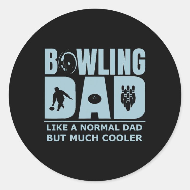 Mens Bowling Vater Funny Zehn Button Bowler Einzig Runder Aufkleber (Vorderseite)