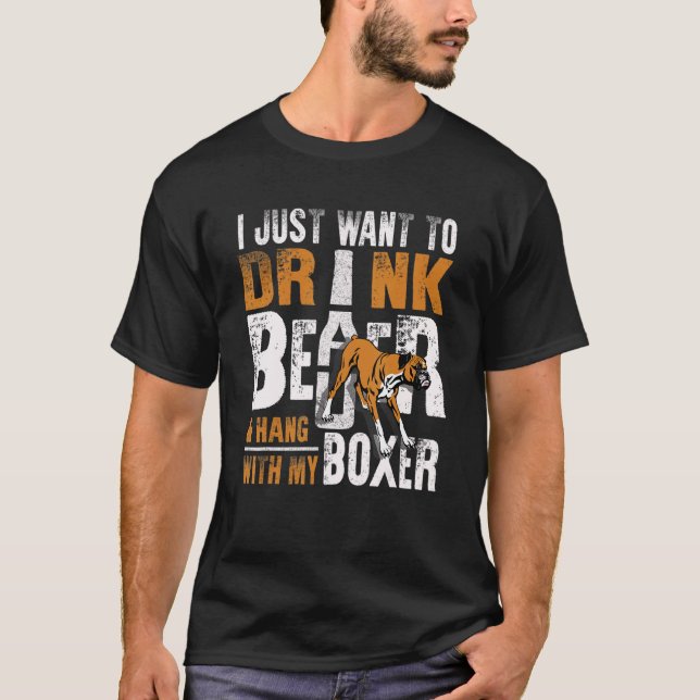 Mens Boxer Dad  Father's Day Dog   Beer T-Shirt (Vorderseite)