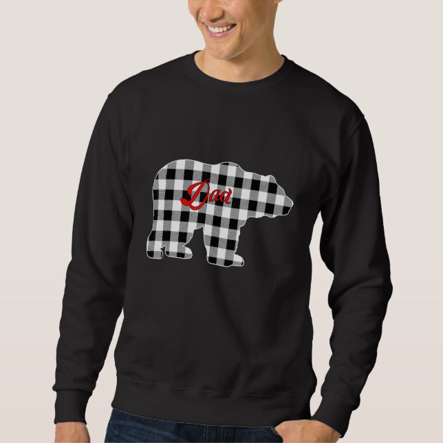 Mens Buffalo Black and White Plaid Dad Bear Christ Sweatshirt (Vorderseite)