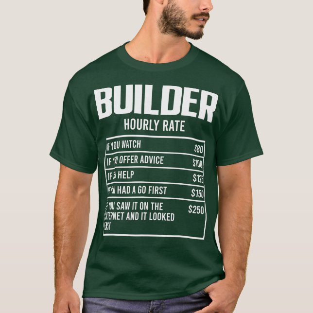 Mens Builder Stundenrate Funny Gift Construction T-Shirt (Vorderseite)