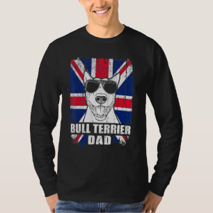 Mens Bull Terrier Vater Coole britische Flagge Vin T-Shirt