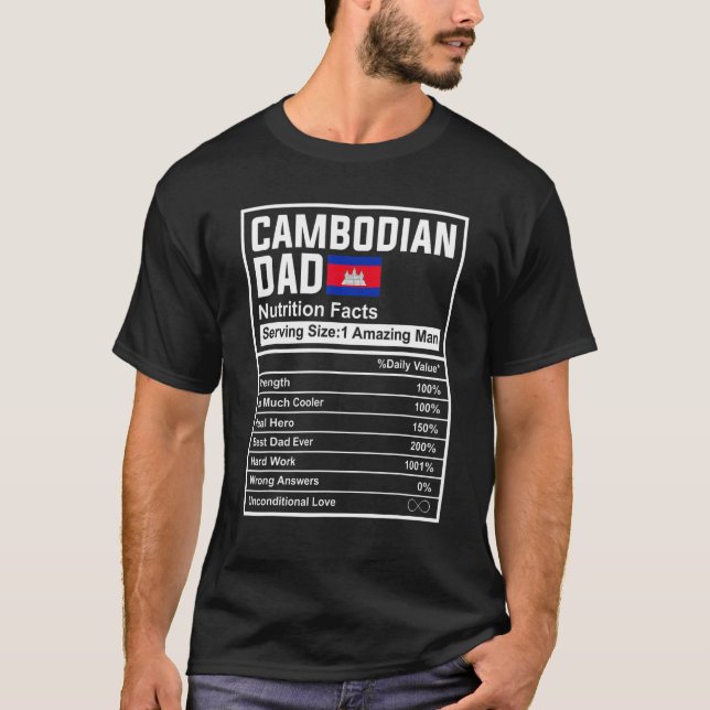 Mens Cambodian Dad Nutrition Facts Father's Day Na T-Shirt (Vorderseite)