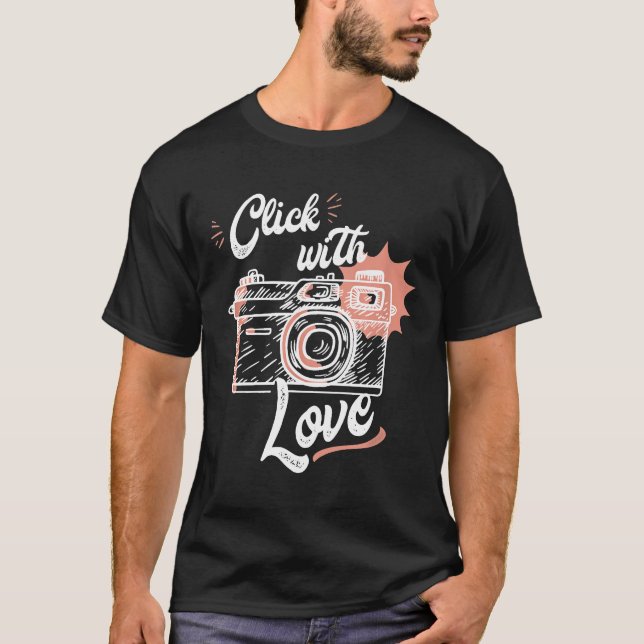 Mens Camera Klicken mit Liebe für Fotografen T-Shirt (Vorderseite)